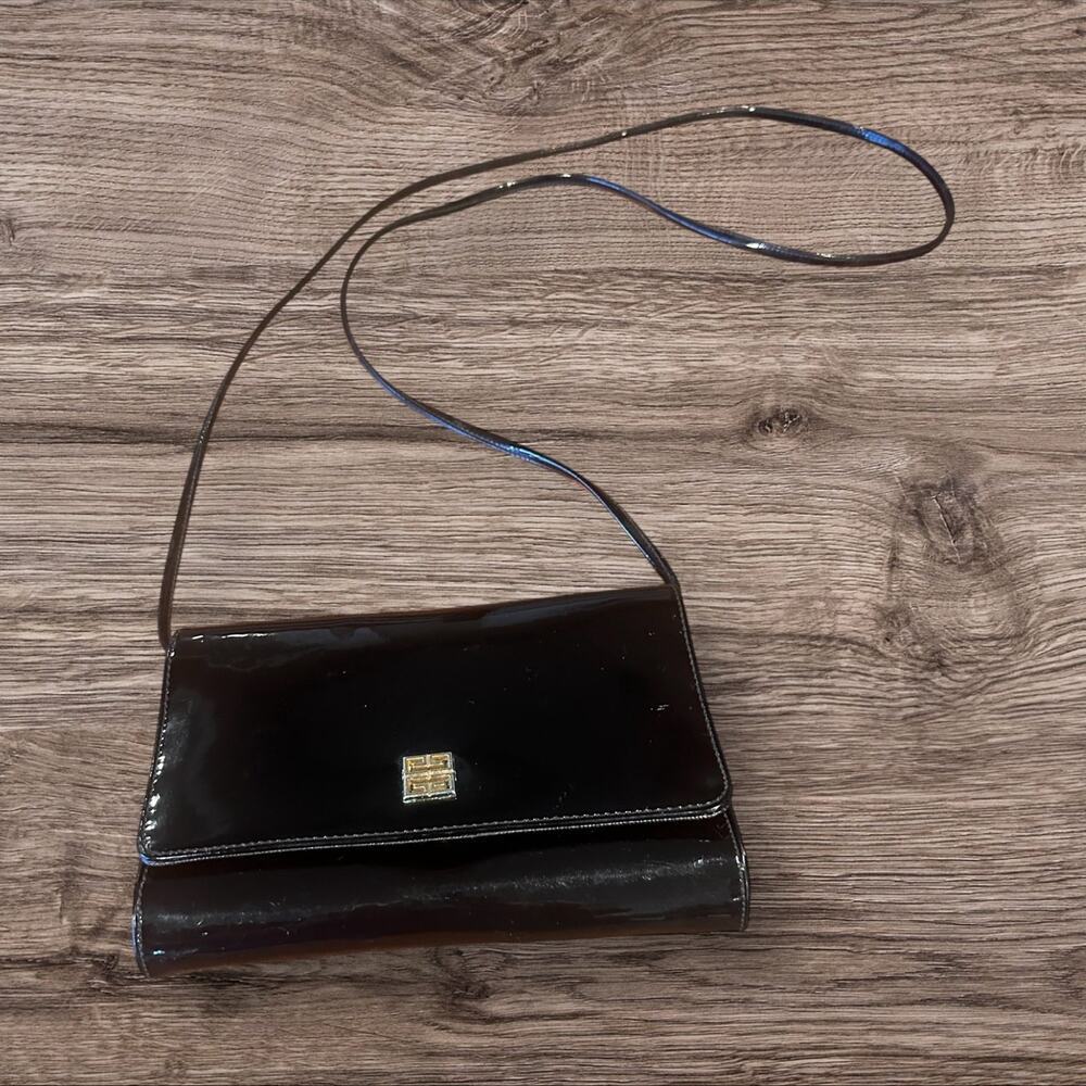 Vintage Givenchy Black Patent Crossbody Bag Purse